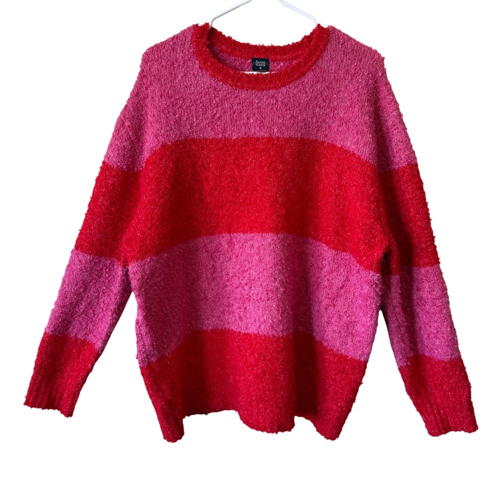 Rowing Blazers Target Sweater L Pink Red Striped Boucle Crewneck Soft Girl